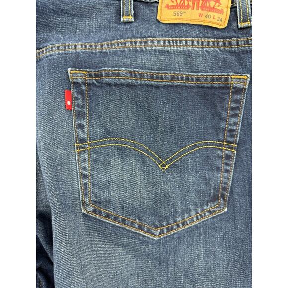 Levi's Jeans Mens 40x34 Blue 569 Loose Fit Straight Leg Medium Wash Denim - Picture 8 of 15